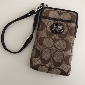 Coach Signature Jacquard Corner Zip Wristlet